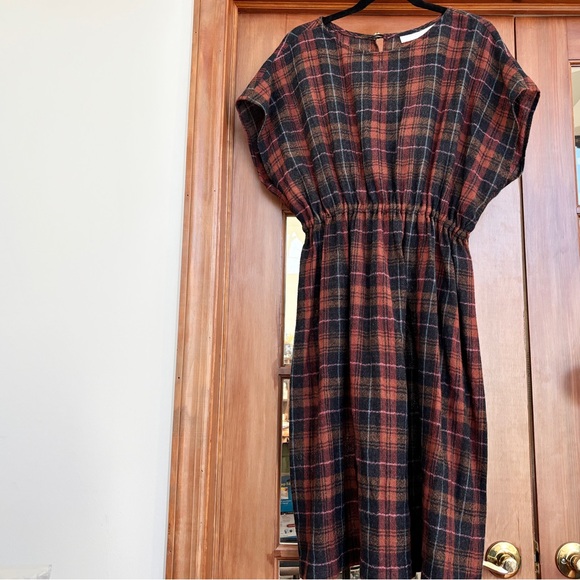 Anthropologie Christine Alcalay Tess Plaid Wool Dress Size M - Picture 1 of 8